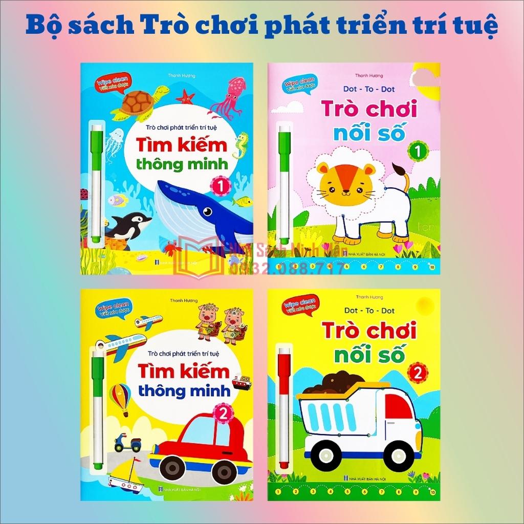 Bộ sách Trò chơi phát triển trí tuệ - Viết xóa được Wipe Clean (dành cho trẻ từ 2-6 tuổi) (4 cuốn + tặng 2 bút)