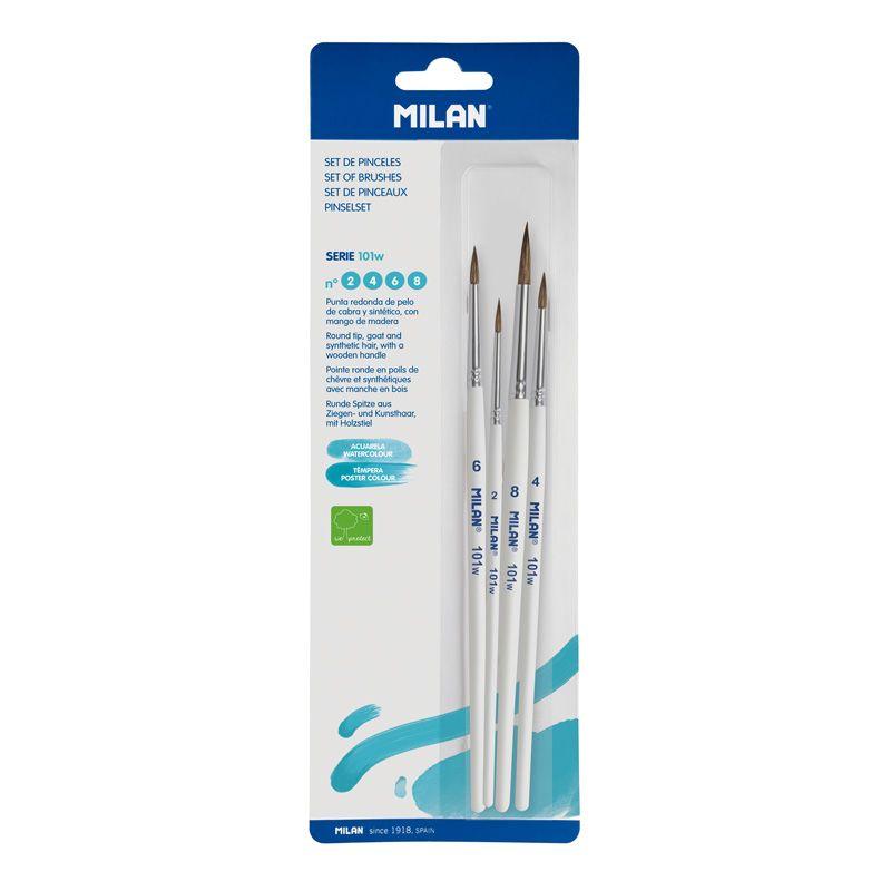 Vỉ 4 Cây Cọ Vẽ Milan 101W/2,4,6,8 BWM10468
