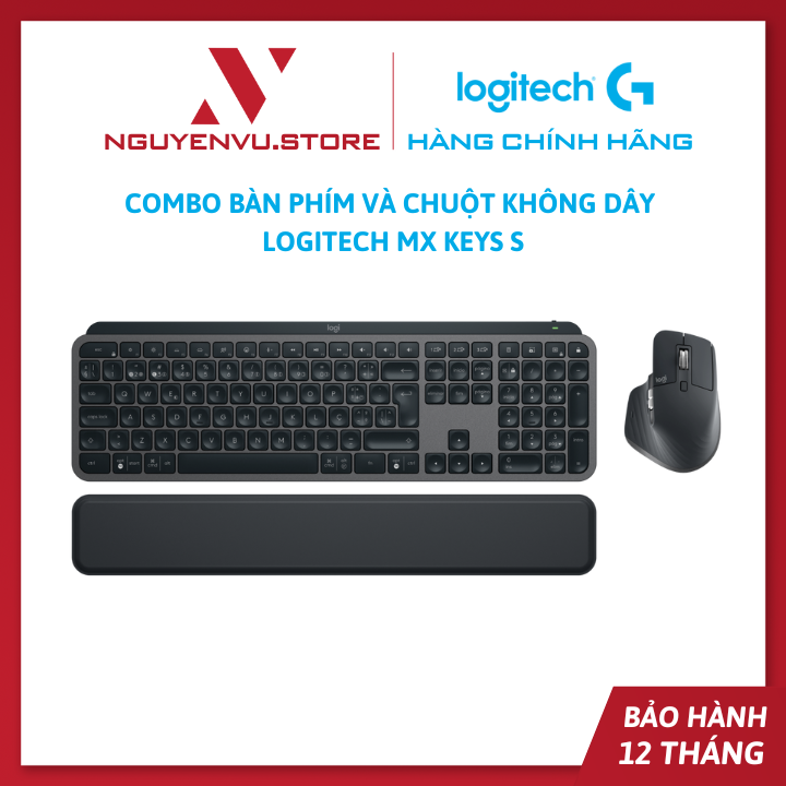 Combo Bàn Phím Và Chuột Không Dây Logitech MX KEYS S- Hàng Chính Hãng