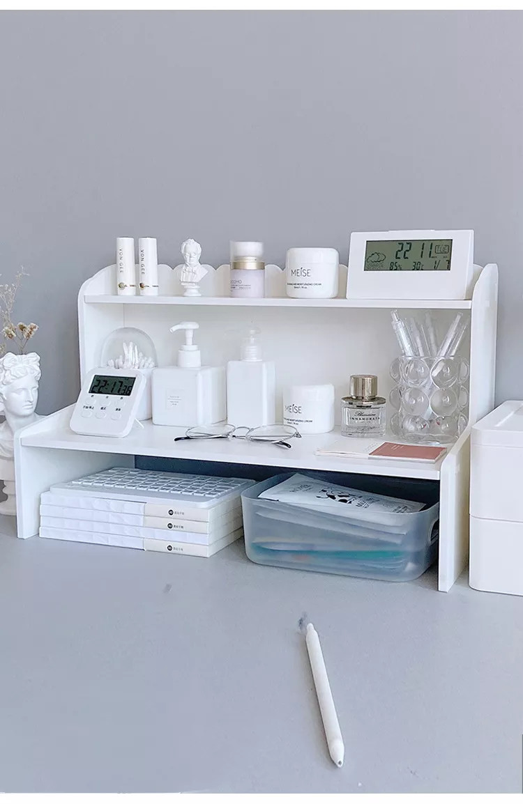 Kệ đựng đồ kệ gỗ kệ decor bàn học Giá Để Bàn Kệ Đựng Đồ Màu Trắng Hai Tầng Bằng Gỗ Giá Đựng Mỹ Phẩm Giá Đựng Đồ Để Bàn Học Sinh