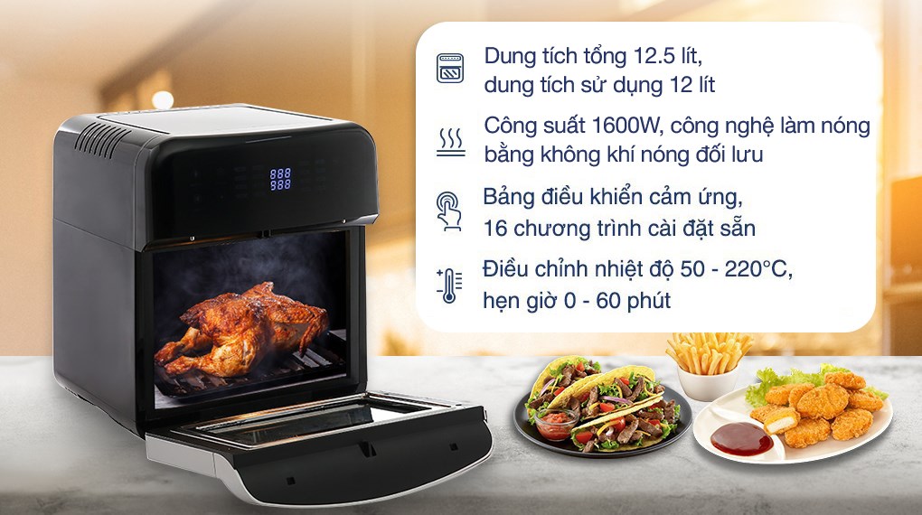 Lò chiên không dầu Kangaroo KG12AF6A 12.5 lít - Hàng chính hãng