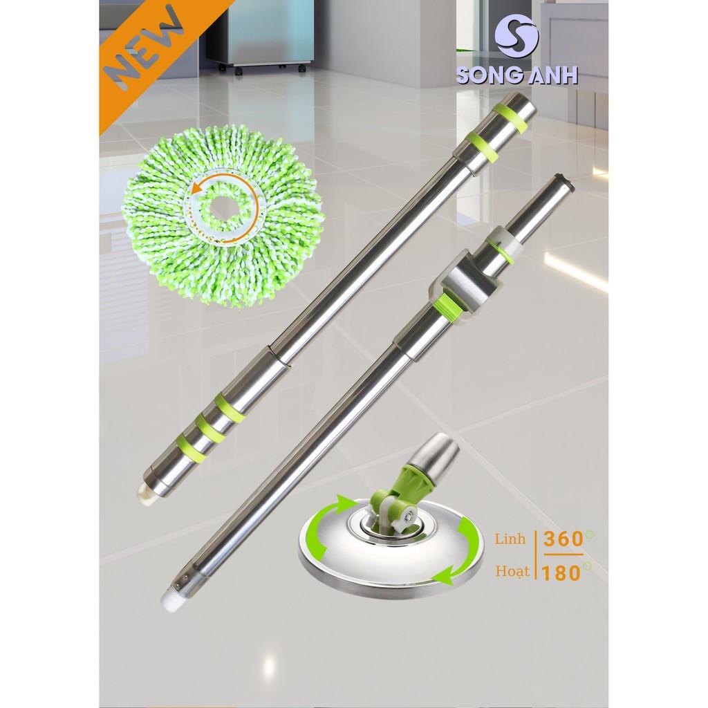 Cây Lau Nhà Inox Thông Minh, Cán Chổi Siêu Nhẹ Xoay 360 Độ