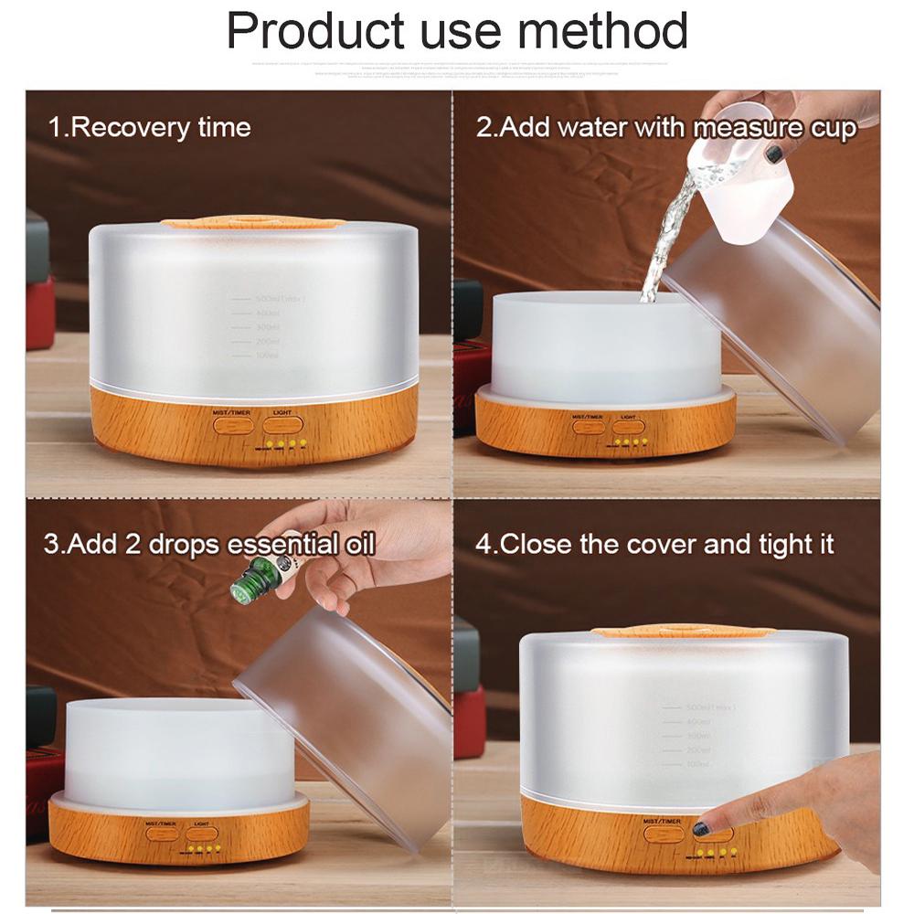 Searide 500ML Máy Tạo Độ Ẩm Không Khí Điều Khiển từ xa Siêu Âm Tinh Máy Khuếch Tán Tinh Dầu Mát Phun Sương Tạo EU AU ANH MỸ nhà Văn Phòng