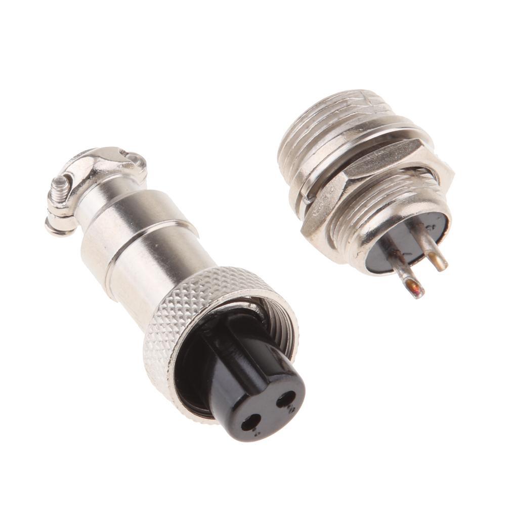 2X Pair GX12 2Pins Waterproof Male Female Panel Metal Aviation Wire Connector