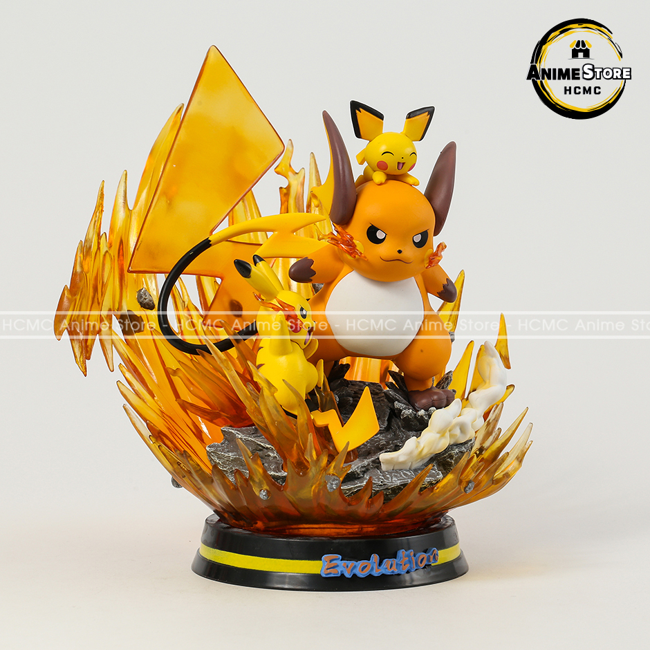 Mô hình Pokemon tiến hóa Pichu - Pikachu - Raichu siêu ngầu có đèn Led trang trí