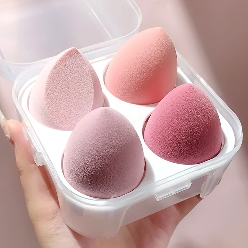 Hộp 4 Mút Tán Kem Nền, Bông Tán Kem Che Khuyết Điểm Màu Pastel Xinh Xắn, Bông Phấn Mềm Mịn