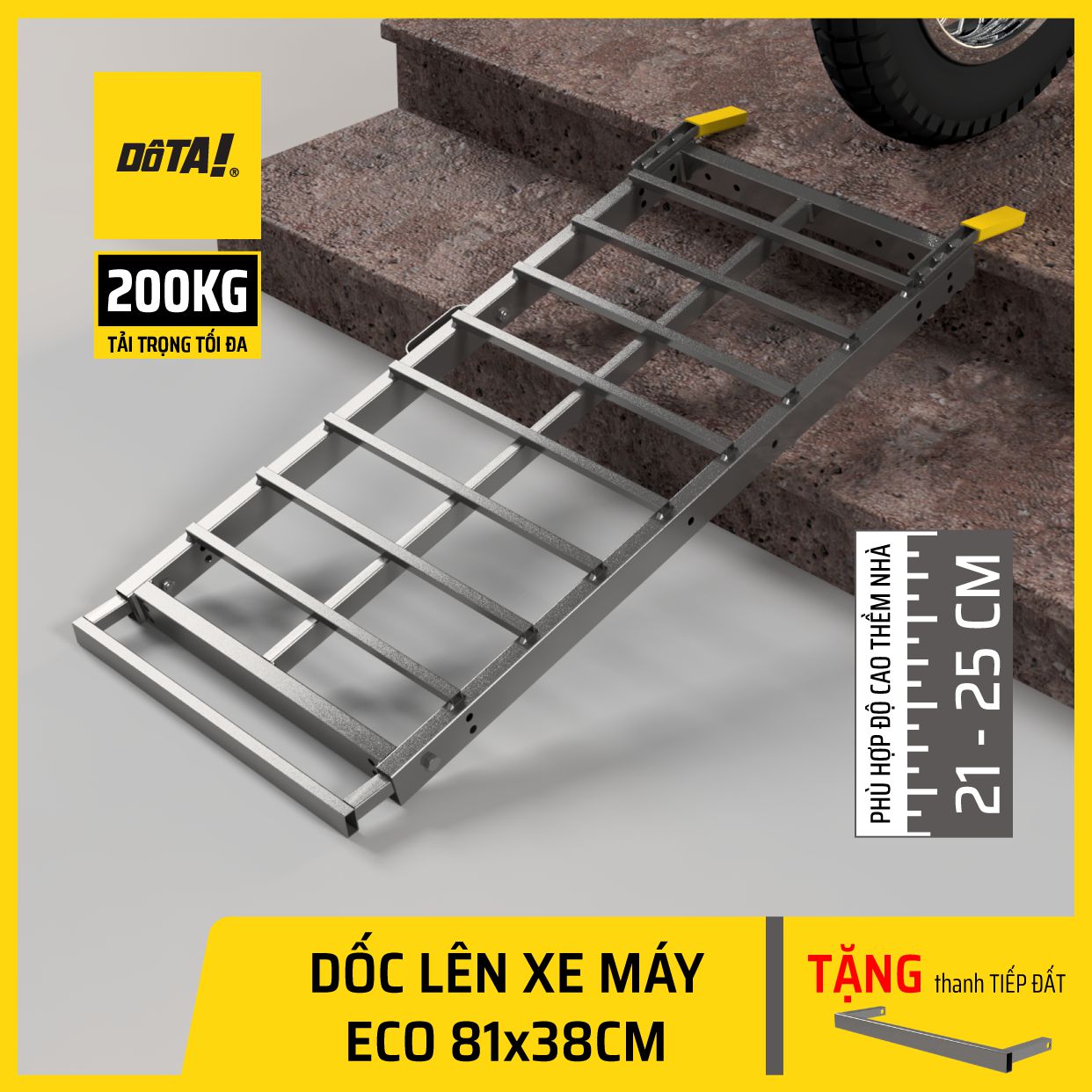 Dốc Lên Xe Máy (Cầu Dắt Xe Máy) DÔTA ECO 81x38CM (Tặng thanh Tiếp đất)