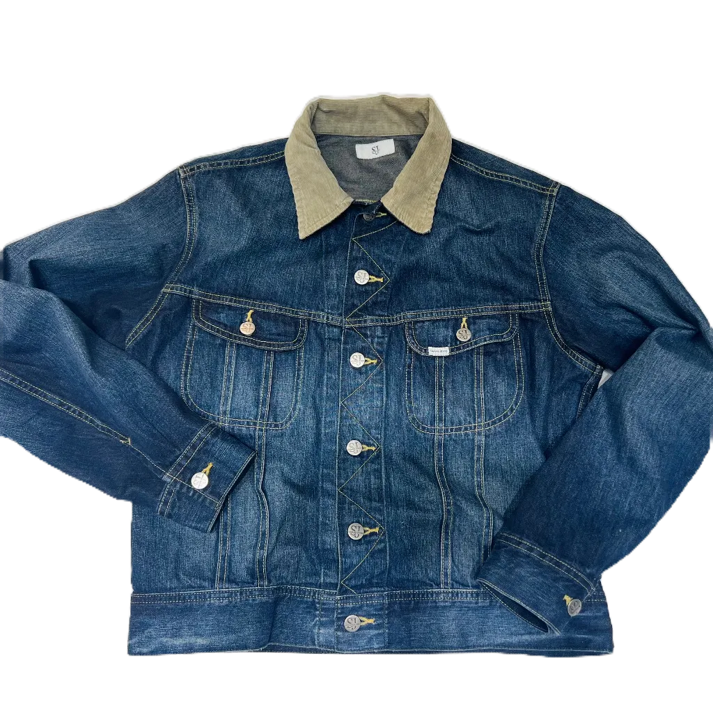 Áo khoác bò denim nam nữ unisex dáng rộng Phối Cổ JK1_ áo jacket jean phong cách Hàn Quốc | Samma Jeans - Navy (Đậm)