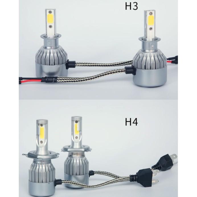 Set 2 bóng đèn pha LED 12V H4 H7 H8 H11 H1 HB3 HB4 9006 9012 7600LM 6000K 72W 12V cho xe hơi
