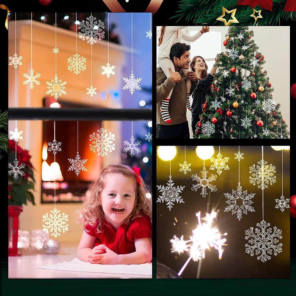 Bộ 12 hoa tuyết trong suốt trang trí tô điểm cho cây Giáng sinh