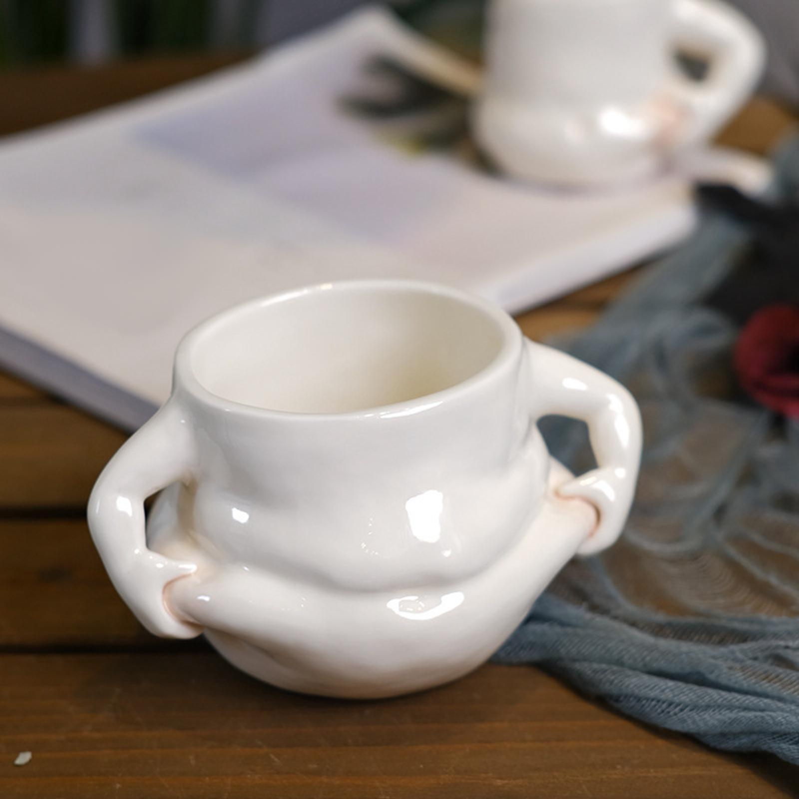 Funny Ceramic Coffee Mug Water Cup White with Handles for Wedding Home