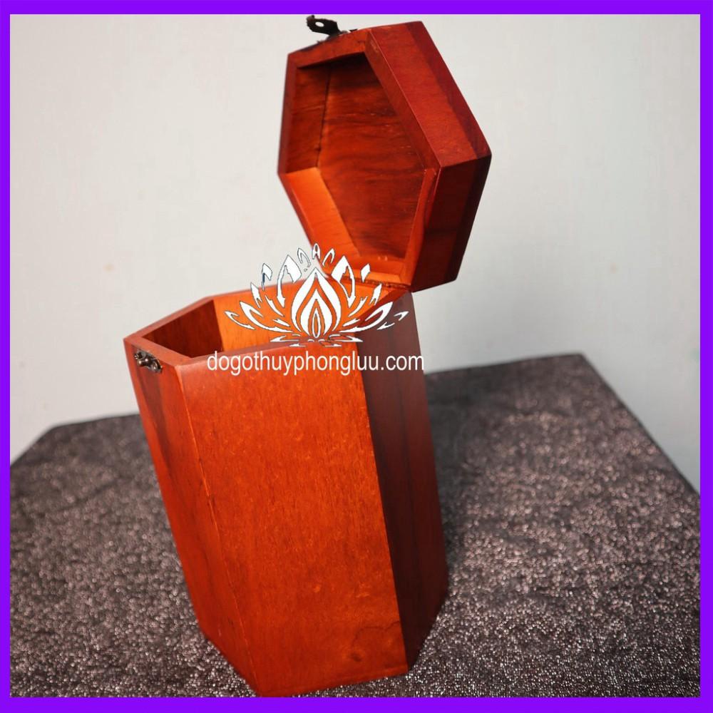 Hộp đựng chè chữ phúc-Hộp trà gỗ cao 18cm cỡ 11cm