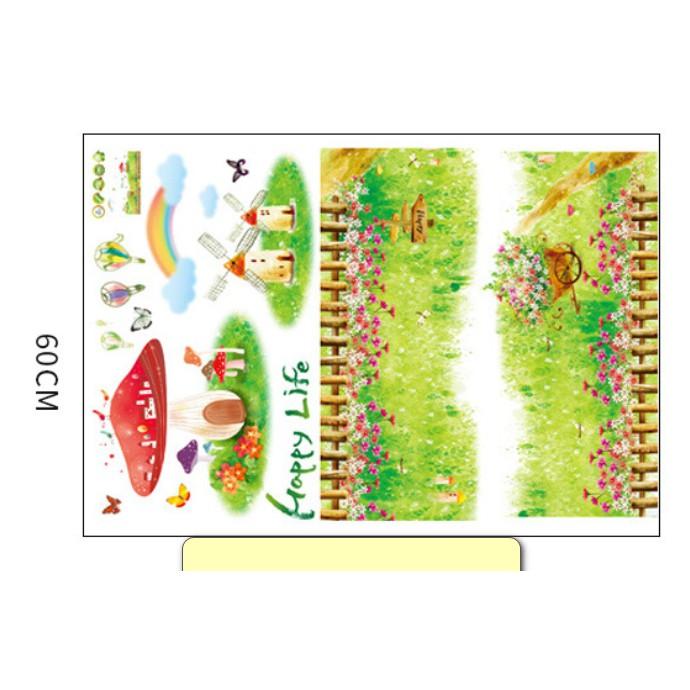 Decal trang trí chân tường Hàng rào Happy life