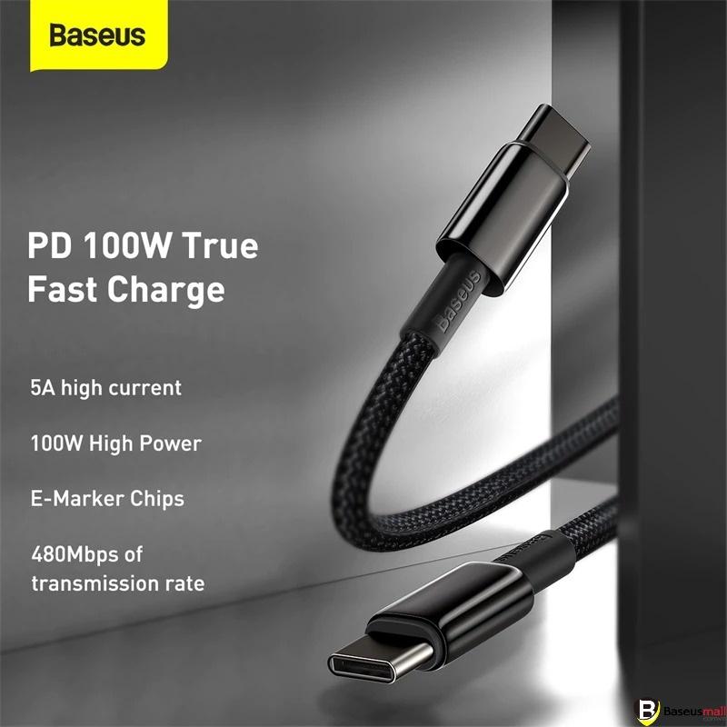 Cáp sạc nhanh và truyền dữ liệu Type-C to C Baseus Tungsten Gold Fast Charging Data Cable (Hàng chính hãng