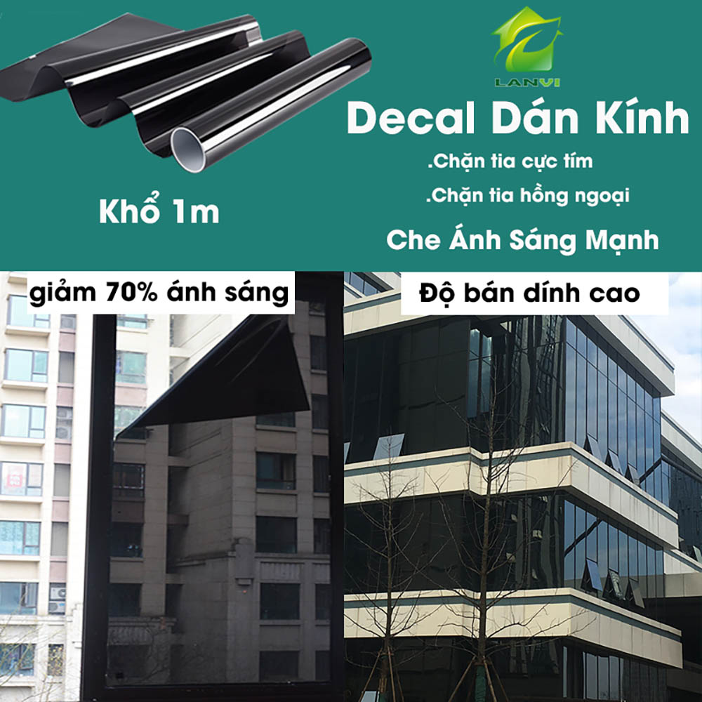 Decal dán kính  chống nắng, chống tia cực tím hồng ngoại giảm 70% ánh sáng hiệu ứng màu trà dịu mắt