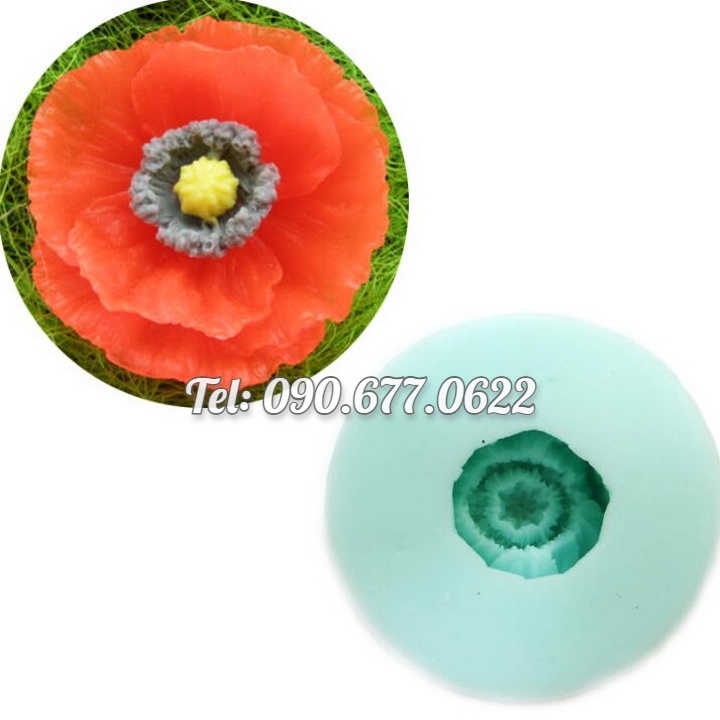 Khuôn rau câu silicone hoa Poppy loại 8 cm – Mã số 1692