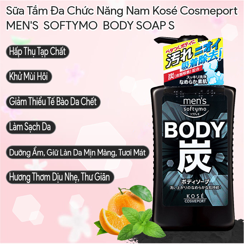 Sữa Tắm Đa Chức Năng Nam Kosé Cosmeport Men's Softymo Body Soap S 550mL