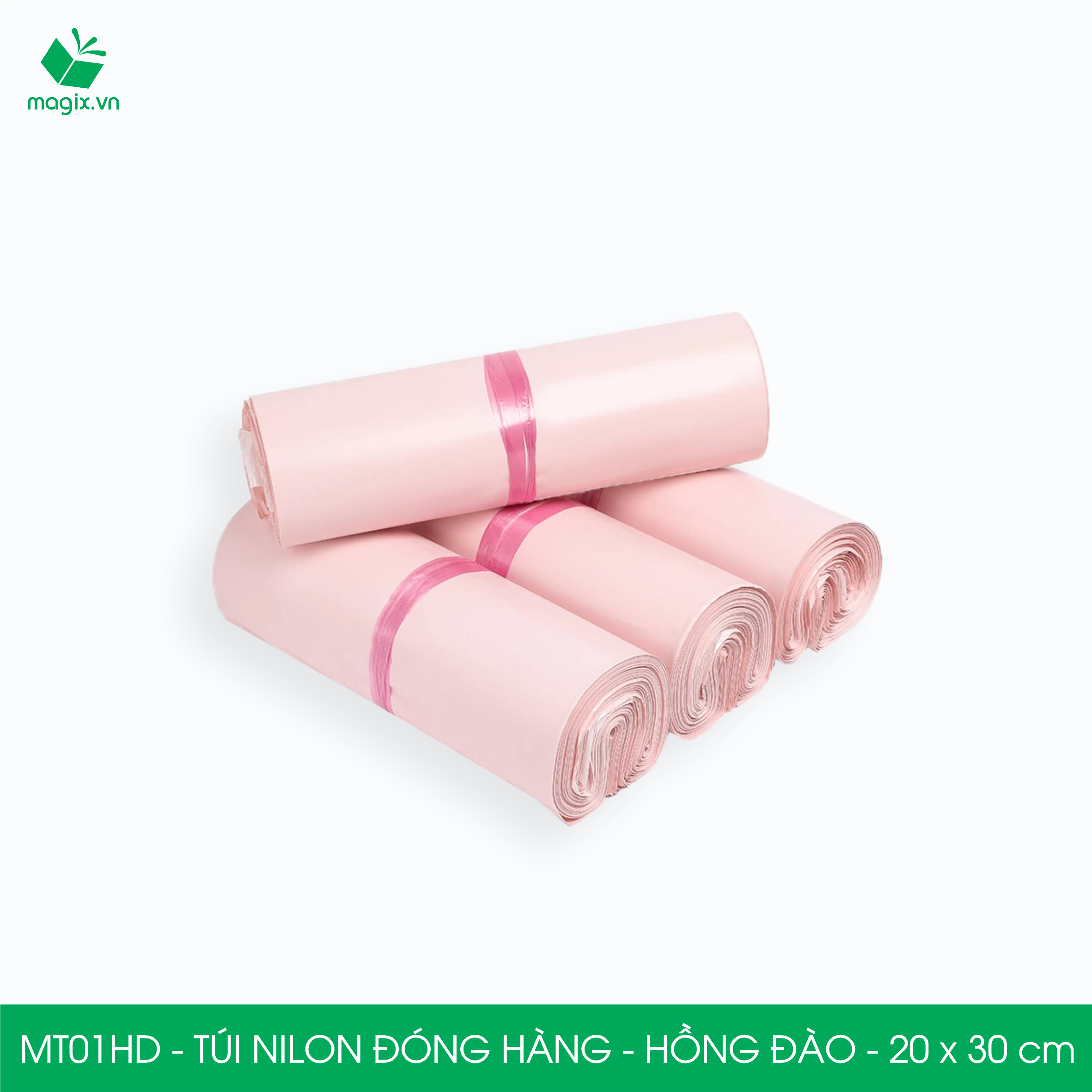 MT21HD - 32x45 cm - Túi nilon gói hàng - 200 túi niêm phong đóng hàng màu hồng đào