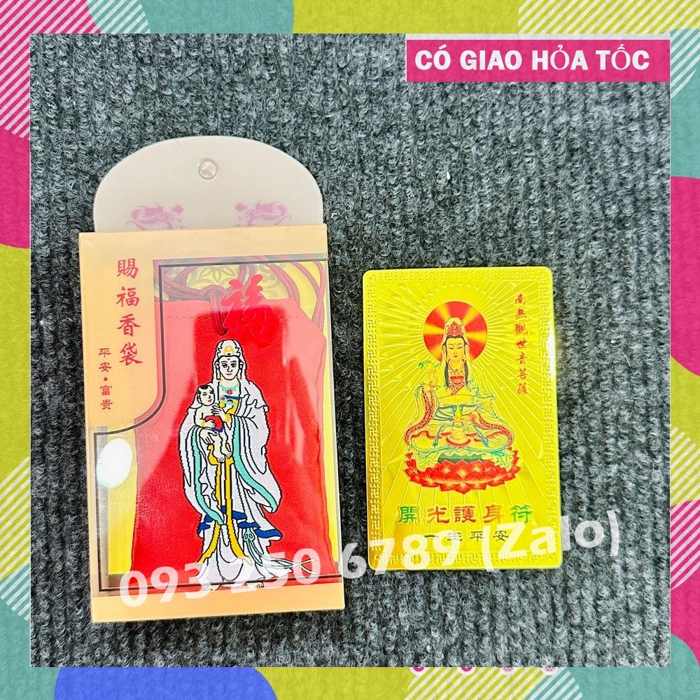 COMBO Bình An : TÚI QUAN ÂM + KIM BÀI QUAN THẾ ÂM BỒ TÁT cầu bình an- May Mắn Vượng Tài- Đã Khai Quang