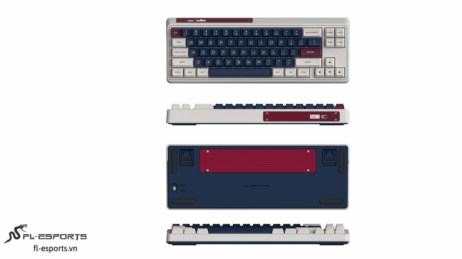 Bàn phím cơ không dây FL-Esports CMK68SAM Metal Heart 3 Mode - Hàng chính hãng