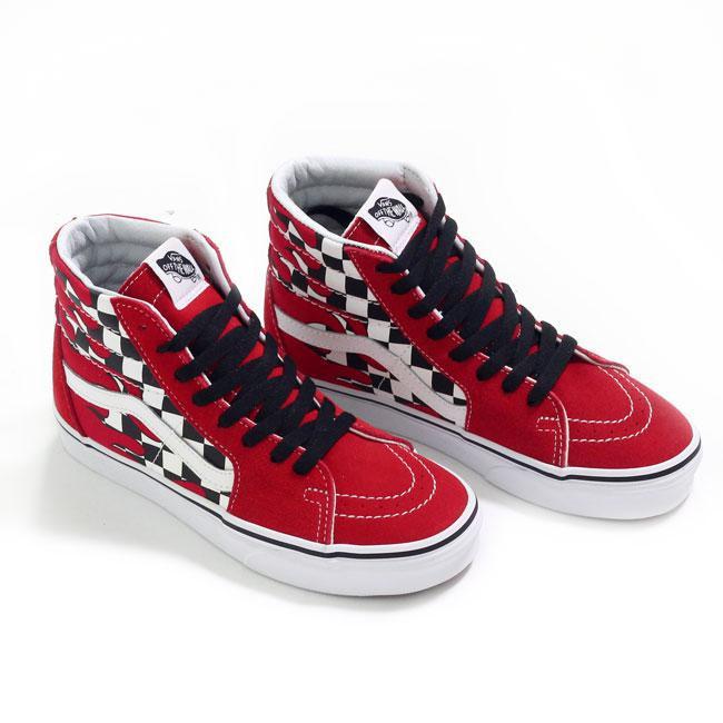 Giày Vans sneaker unisex - Vans SK8-HI CHECKER FLAME chính hãng fullbox - VN0A38GERXH