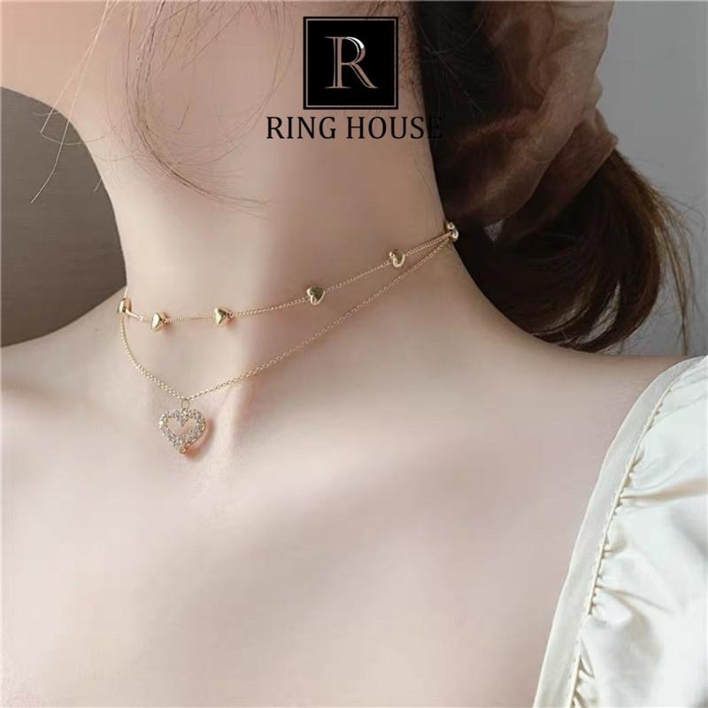 DÂY CHUYỀN NỮ CHOKER TIM 2 TẦNG