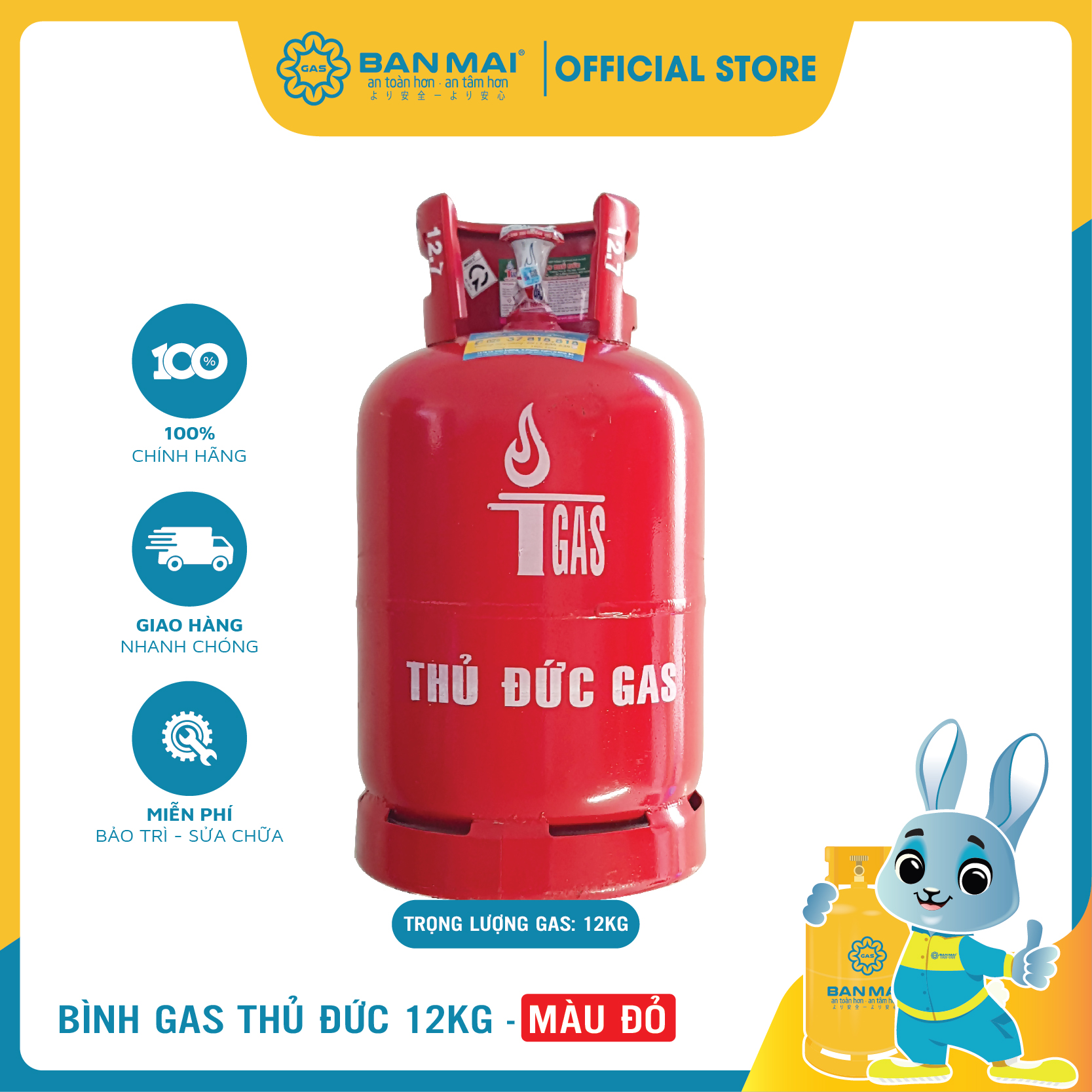 Bình Gas Thủ Đức Màu Đỏ 12kg