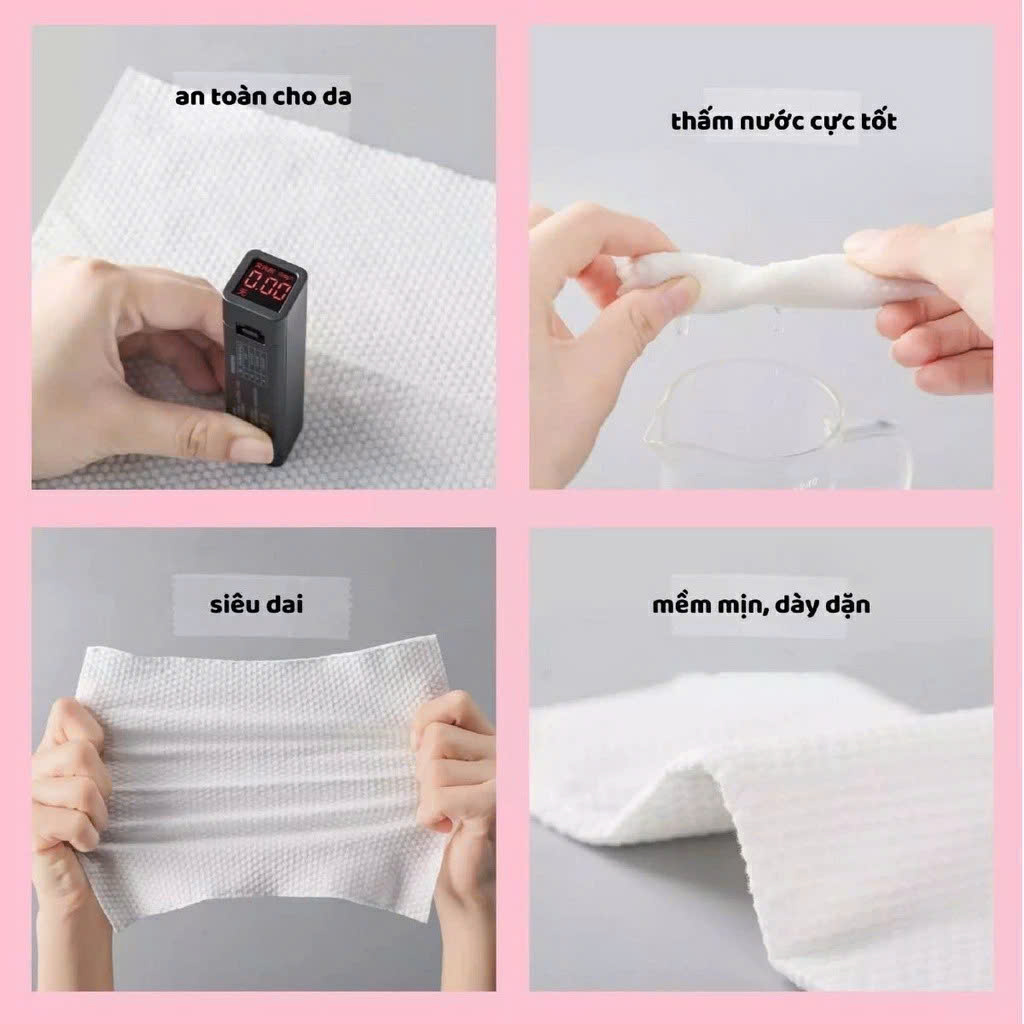 Khăn mặt khô dùng 1 lần lau khô, lau ướt - 40 khăn/cuộn, kích thước 20x20cm