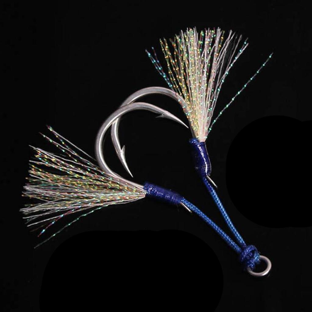 2xJig Hooks Fishing Hooks Barbed Hooks Assist Hooks in Solid 6