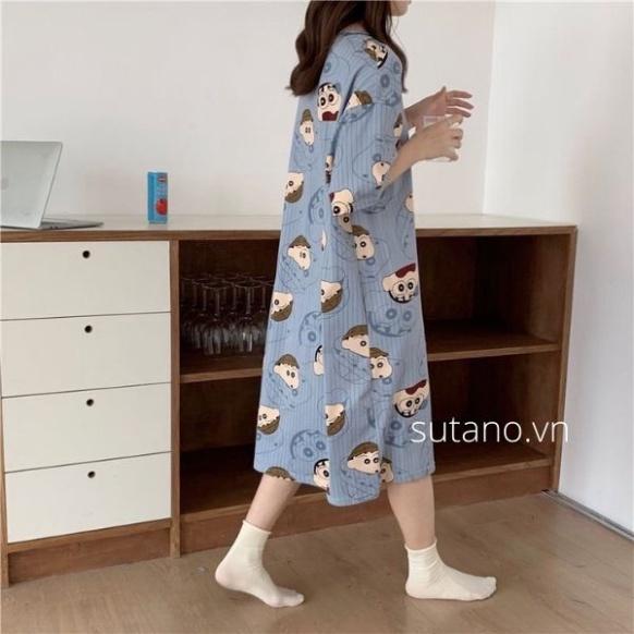 Váy xuông nữ dài cộc tay in hình 3D dễ thương mặc nhà-đi chơi-đi biển chất cotton thoáng mát V587 coco land chất