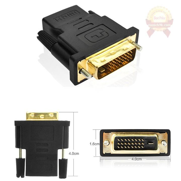 Đầu chuyển đổi DVI sang HDMI mạ vàng cao cấp - DVI 24+1 hỗ trợ Full HD 1080