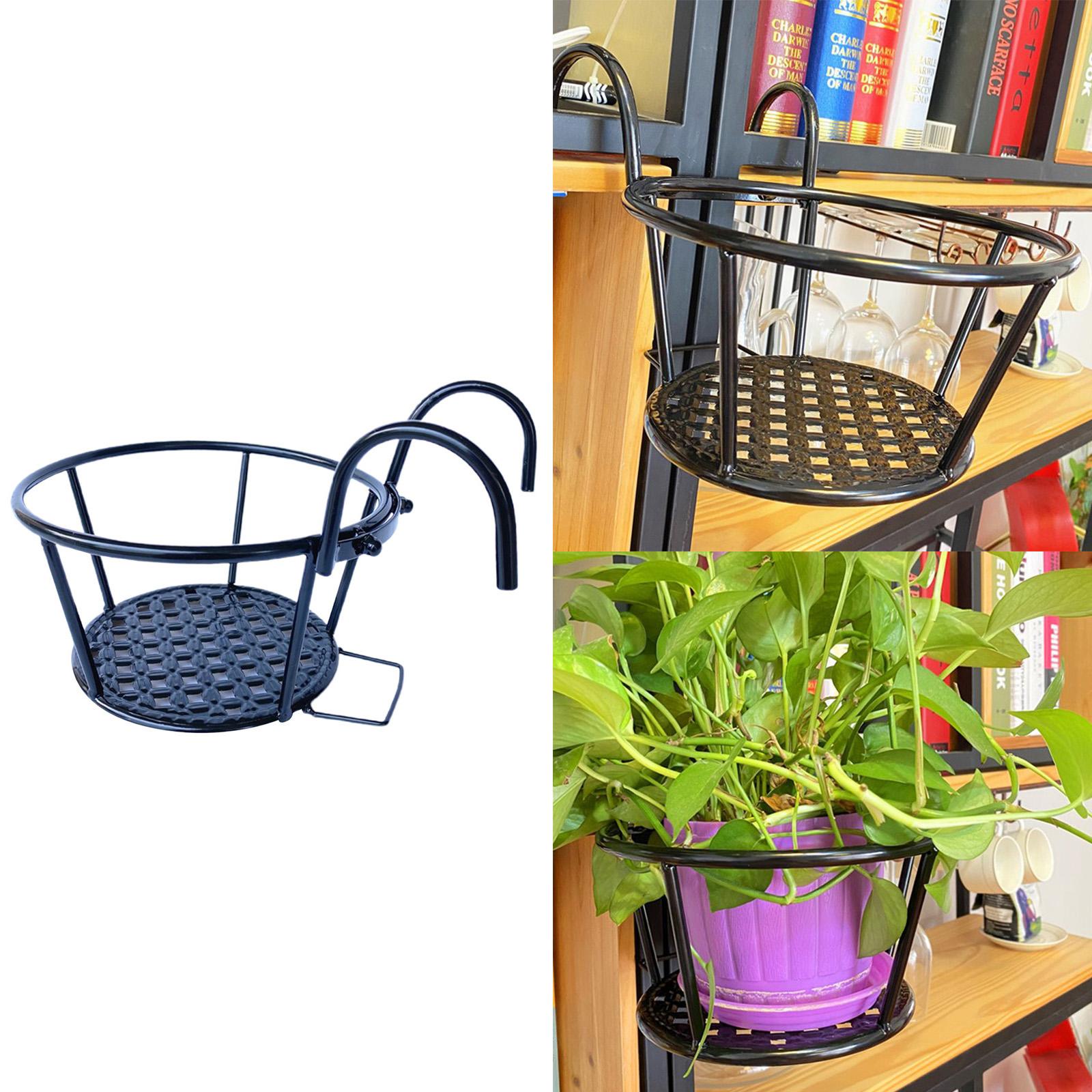 Hanging Railing Planter Flower Pot Holder Plant Holder for Indoor Use Black