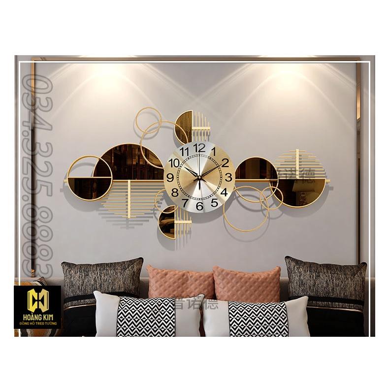 Đồng hồ treo tường đồng hồ trang trí decor phong cách Châu Á Hiện Đại size 96x46cm