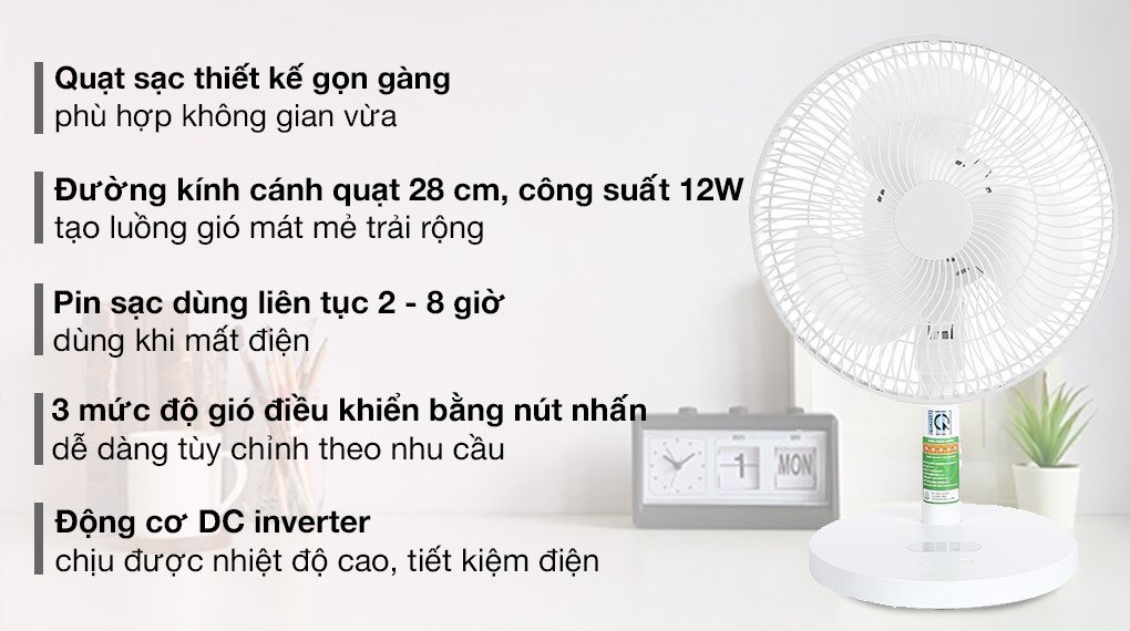 Quạt Sạc Tích Điện  S.H 7115