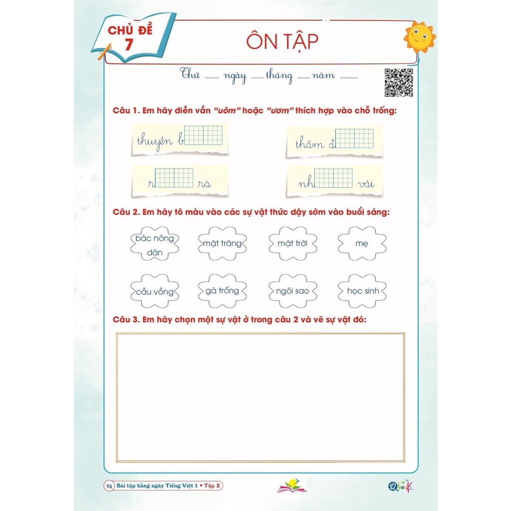 Combo Bài Tập Hằng Ngày Toán Và Tiếng Việt Lớp 1 - Tập 2 - Kết Nối Tri Thức