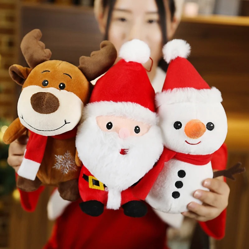 Thú nhồi bông ông già Noel, bà già Noel, người tuyết đáng yêu - Size 22cm - Quà tặng Noel đón giáng sinh vui vẻ