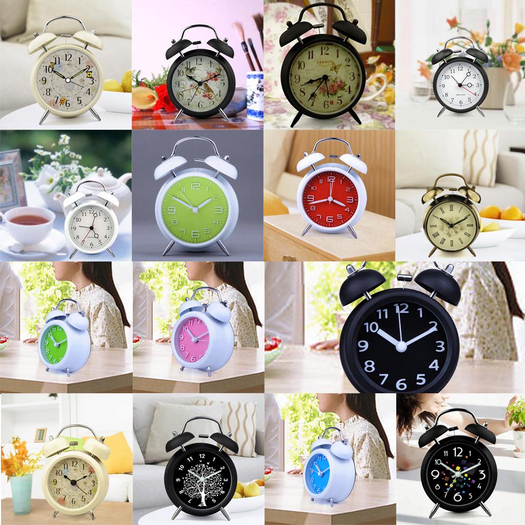 Classic Retro Vintage Double Bell Alarm Clock Silent Non-ticking Sweep Small Adorable Quartz Loud Alarm Clock with Night Light for Home Bedroom Bedside Office