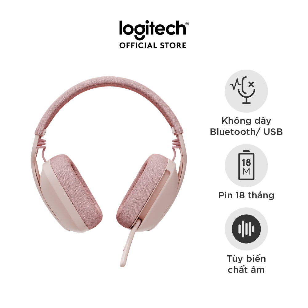 Tai nghe không dây Logitech Zone Vibe 100 nhẹ, với micrô khử tiếng ồn, Tai nghe Bluetooth Đa điểm Tiên tiến, Hoạt động với Teams, Google Meet, Zoom, Mac/PC - Hàng chính hãng