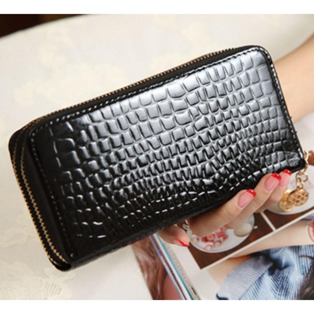 VÍ CẦM TAY VÂN CÁ SẤU 3 MÀU NỮ SANG TRỌNG