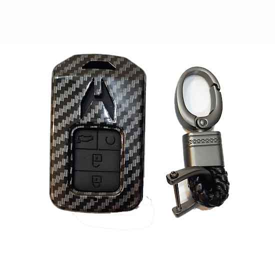 Ốp Chìa Khóa Ô Tô Cacbon, Kèm Móc Treo Inox Cho Xe - Civic 2019-2020  Bản 4 Nút