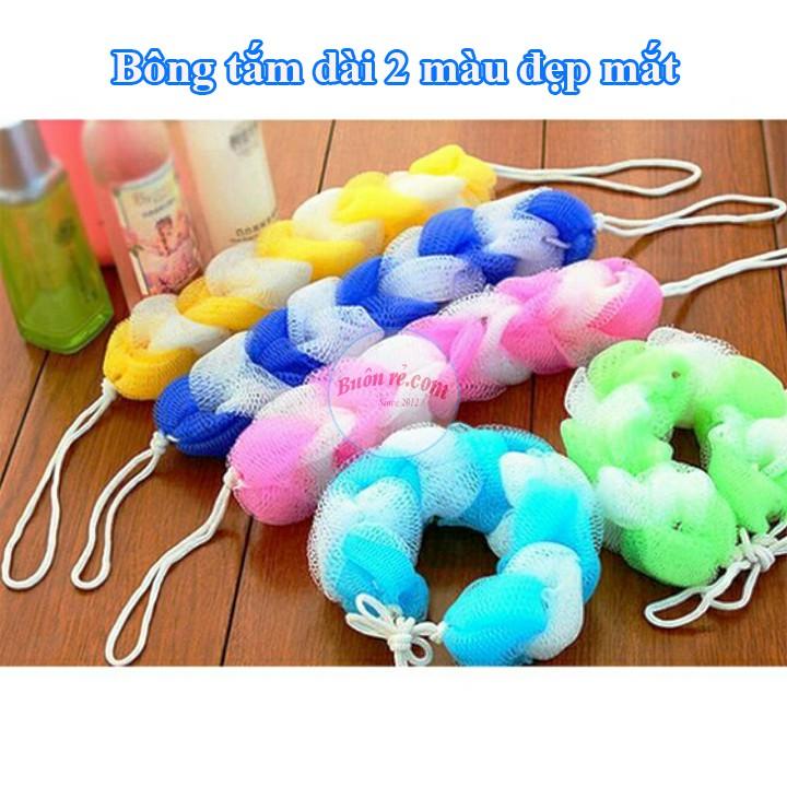 Bông tắm dài 2 màu thiết kế nhỏ gọn vừa lòng bàn tay 01039