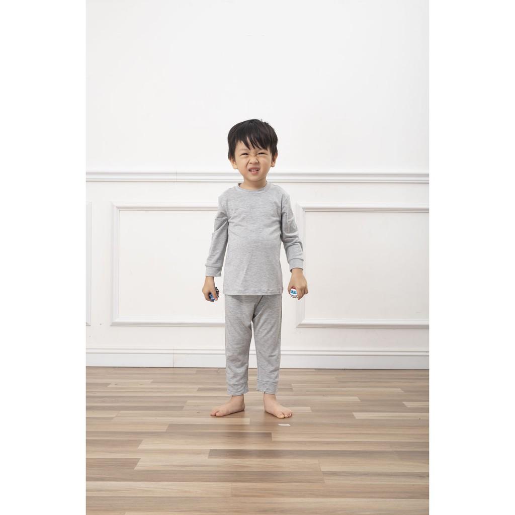 Bộ pyjamas baby dài tay vải bamboo tự nhiên cao cấp Chou's - màu ghi