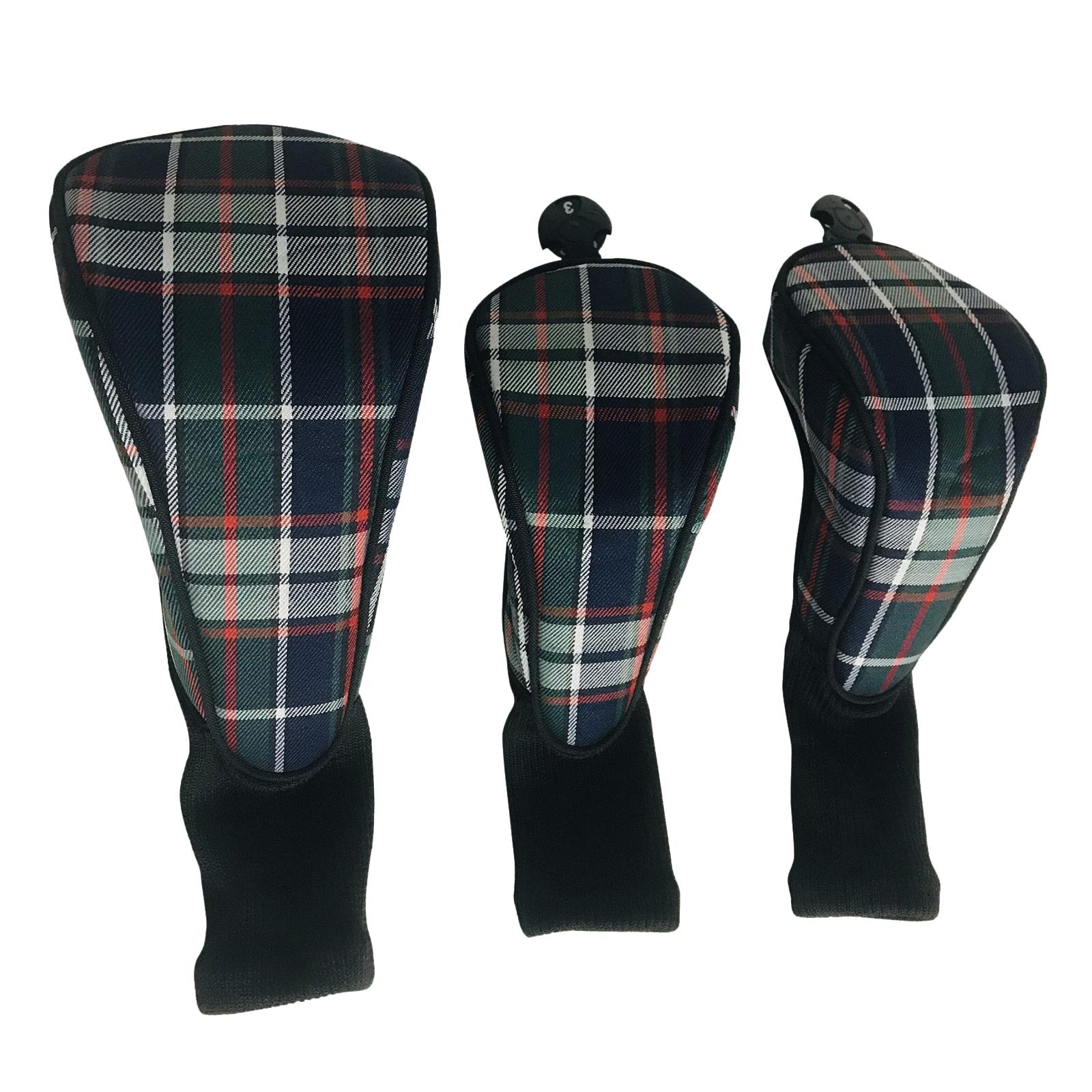 3Pcs Golf Club Head Covers Driver 1 3 5 7 X Fairway Woods Headcovers Long Neck
