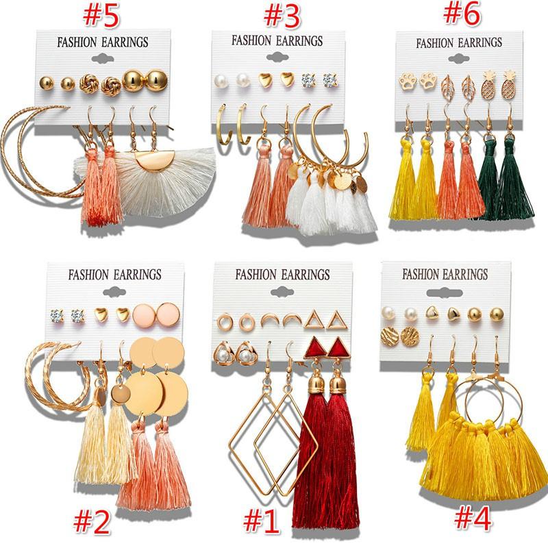 Set 6 đôi khuyên tai phong cách cổ điển Boho cho nữ