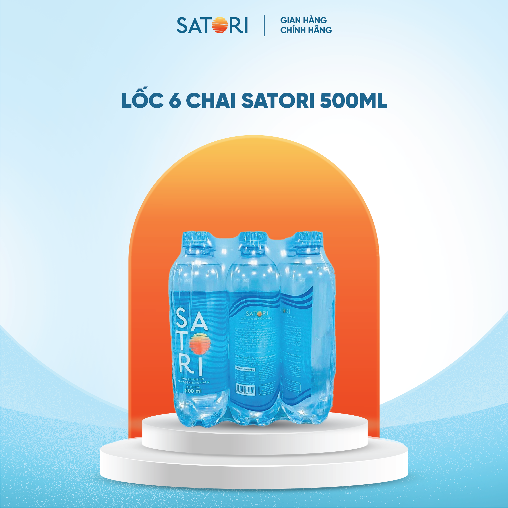 Lốc 6 chai nước suối (500ml/chai) SATORI - Công Nghệ Hoàn Lưu Khoáng