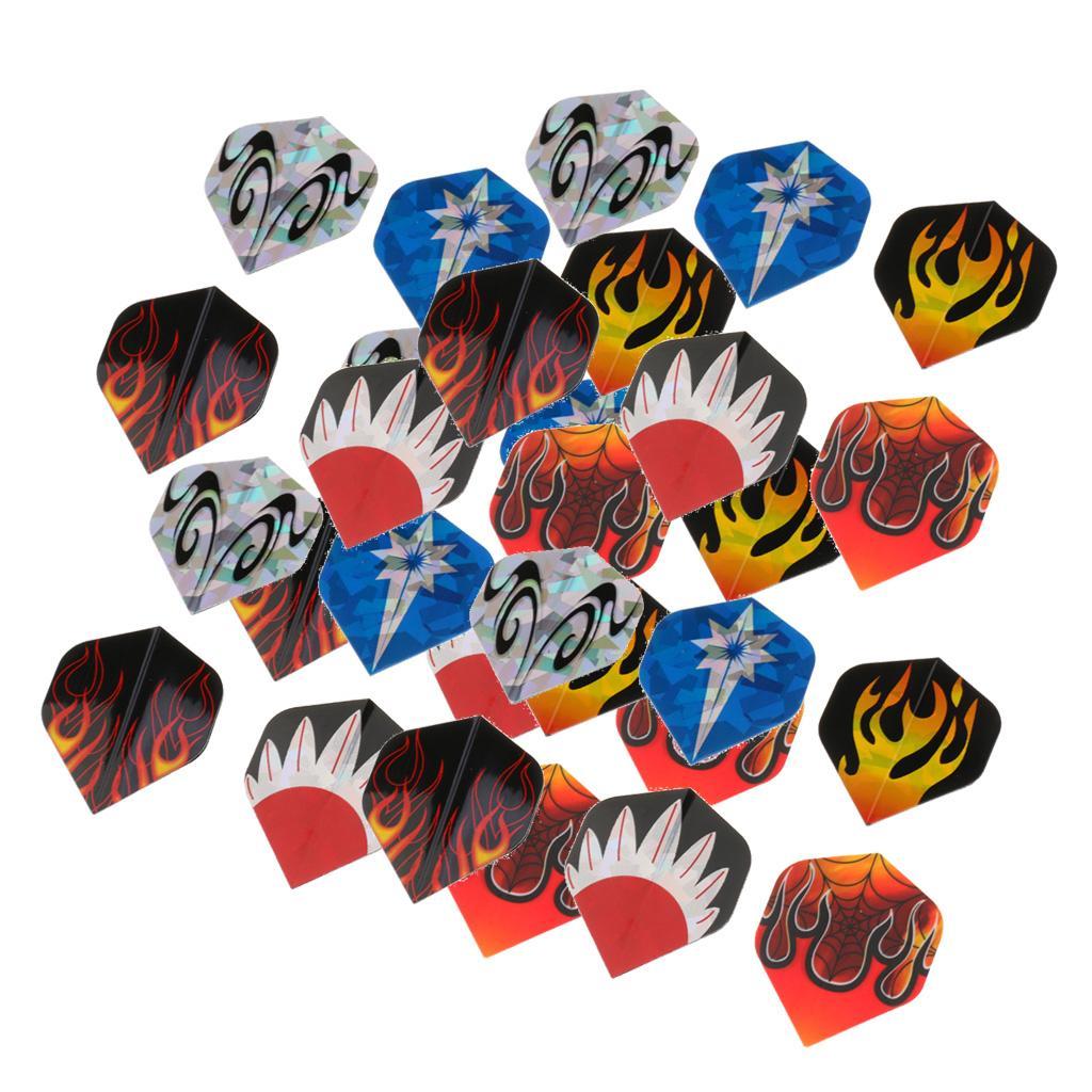 2x 30 Pieces Durable Assorted Color  Flights Standard Shape Spider Flame  Pattern