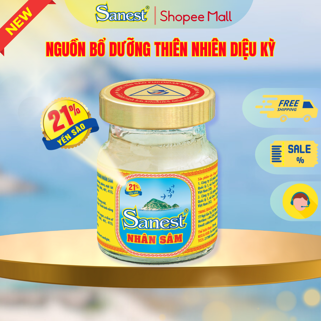 NEW [ Combo 30 lọ] Nước Yến sào Khánh Hòa Sanest 21% - Nhân Sâm