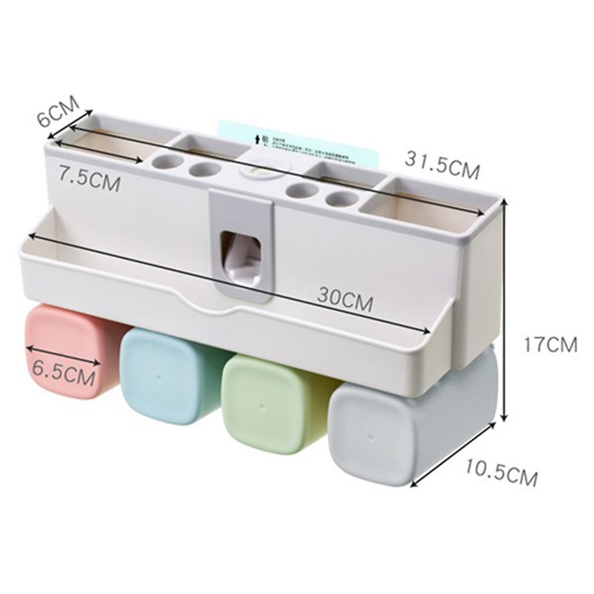 Dụng Cụ Nhả Kem Đánh Răng 4 Cốc Chất Liệu Lúa Mạch Không Cần Khoan Vít - Dụng Cụ Lấy Kem Đánh Răng Tự Động 4 Cốc Lúa Mạch Cao Cấp