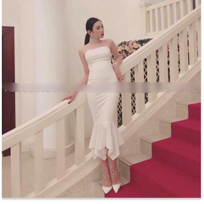 Đầm body đuôi cá cúp ngực - kèm nơ cổ hàng chuẩn shop