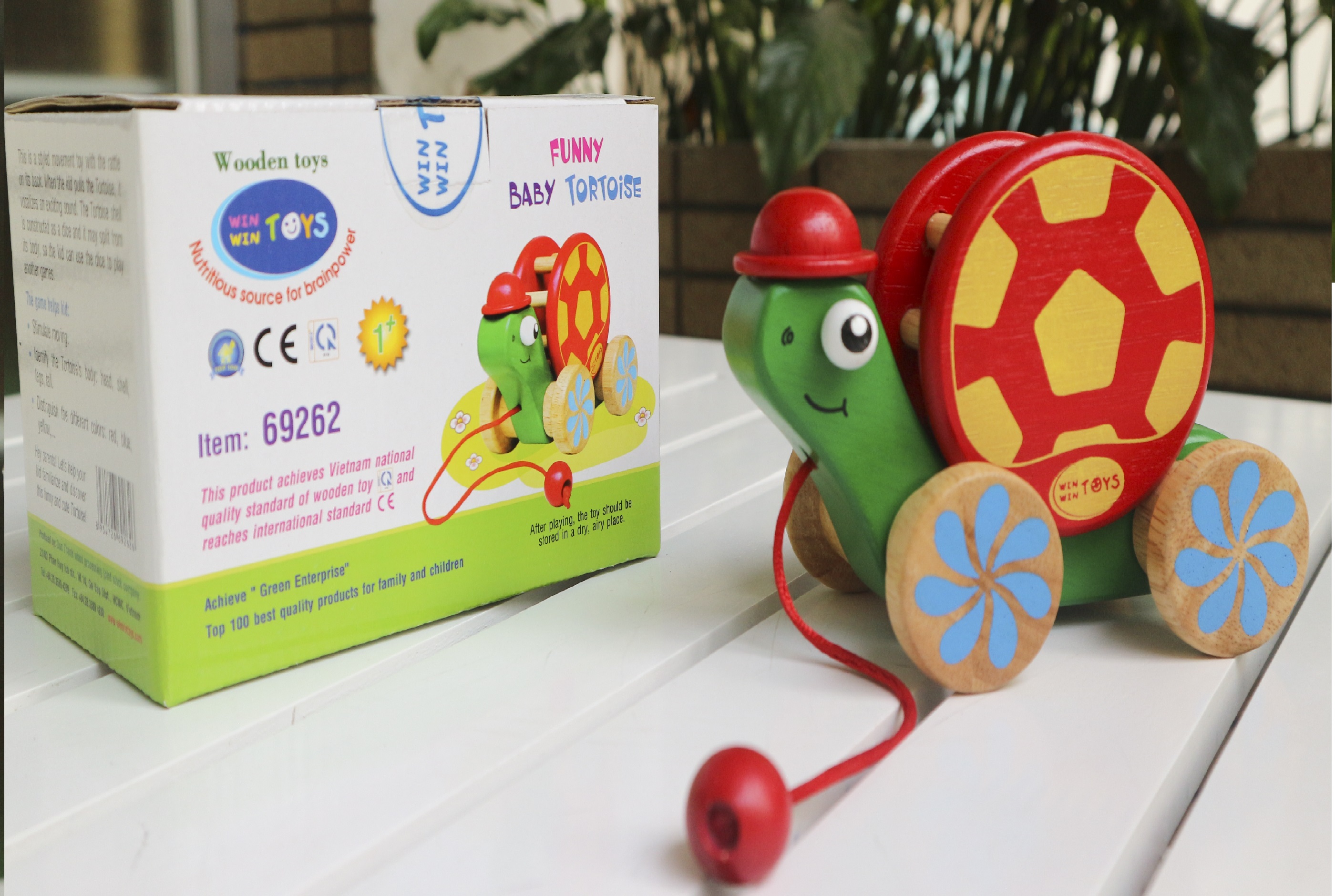 Đồ chơi mô hình con vật, Rùa Con Vui Vẻ - Đồ chơi gỗ Winwintoys